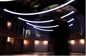 Figure 4. United Visual Artists, Chorus (Howard Assembly Room)  Kinetic light installation.  Howard Assembly Room, Leeds (6th February – 1st March 2009).  Commissioned by Opera North Projects in association with the Culture Company.  Acknowledgment: Used with permission of United Visual Artists; Photo credit: United Visual Artists – James Medcraft.