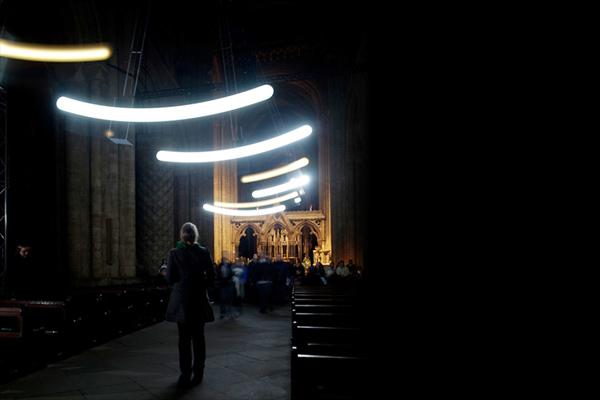 Figure 6. United Visual Artists, Chorus (Durham Cathedral)  Kinetic light installation.  Artichoke's 'Lumiere' Festival, Durham Cathedral, Durham (12th – 15th November 2009).  Acknowledgment: Used with permission of United Visual Artists; Photo credit: United Visual Artists – James Medcraft.